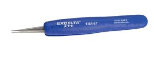 Excelta 1-SA-ET 5inch Fine Tip Neverust Tweezers With Ergonomic Grips
