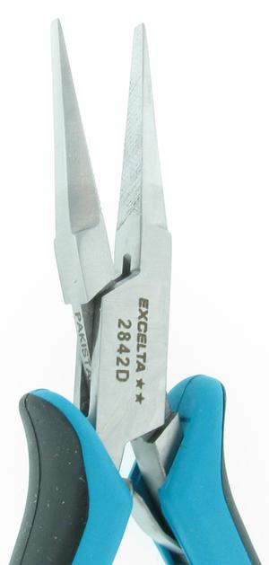 Excelta 2842D 5.75 Inch Medium Flat Nose Plier With Serrated Jaws